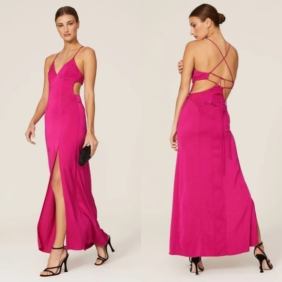 Manning Cartell Dresses & Skirts - Manning Cartell Facetime Slip Gown Strappy Back Hot Pink Size 4 BarbieCore